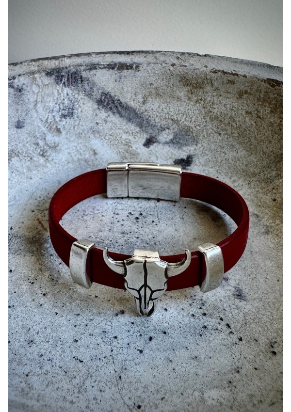 Pulsera Colección WEST cuero rojo