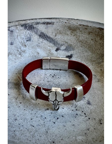 Pulsera Colección WEST cuero rojo