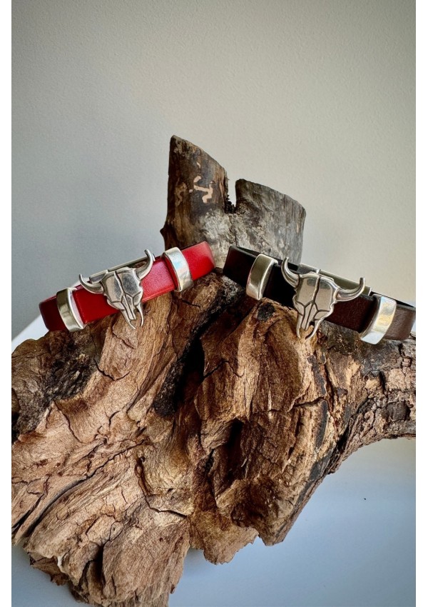 Pulsera Colección WEST cuero rojo