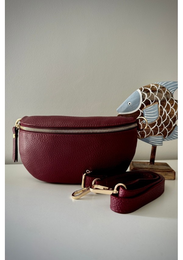 Bandolera piel granate