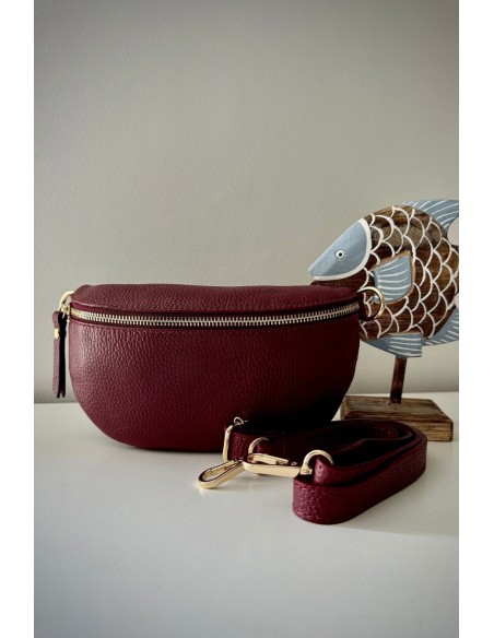 Bandolera piel granate