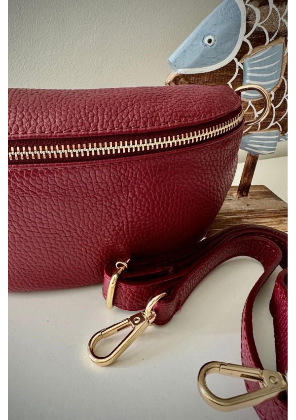 Bandolera piel granate