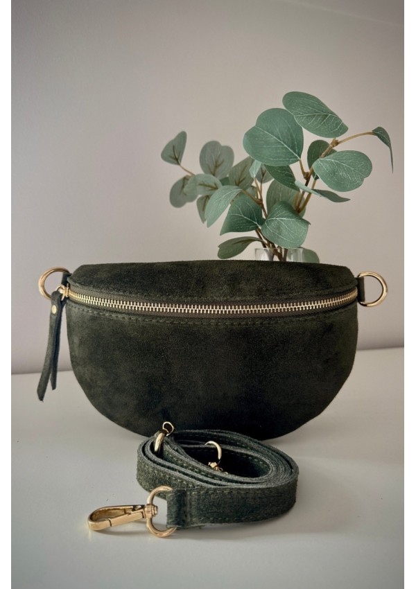 Bandolera ante verde musgo
