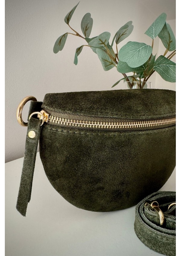 Bandolera ante verde musgo