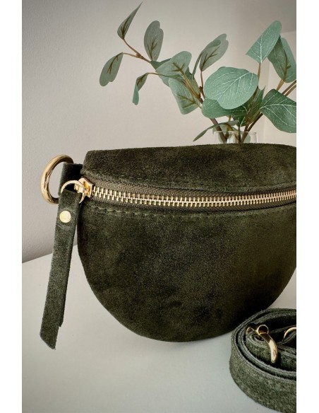 Bandolera ante verde musgo