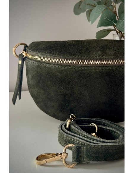 Bandolera ante verde musgo