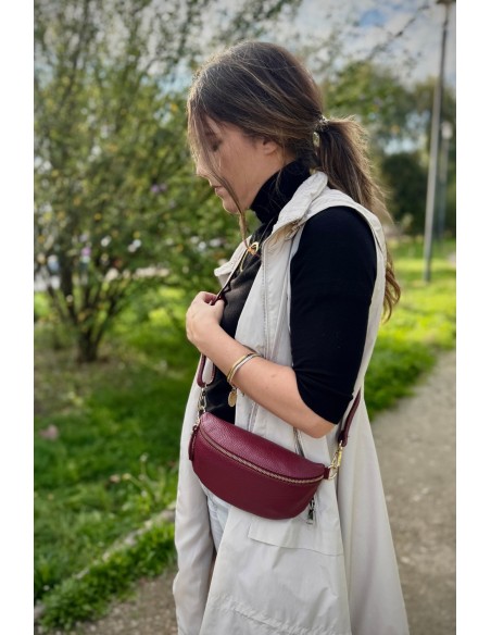 Bandolera piel granate