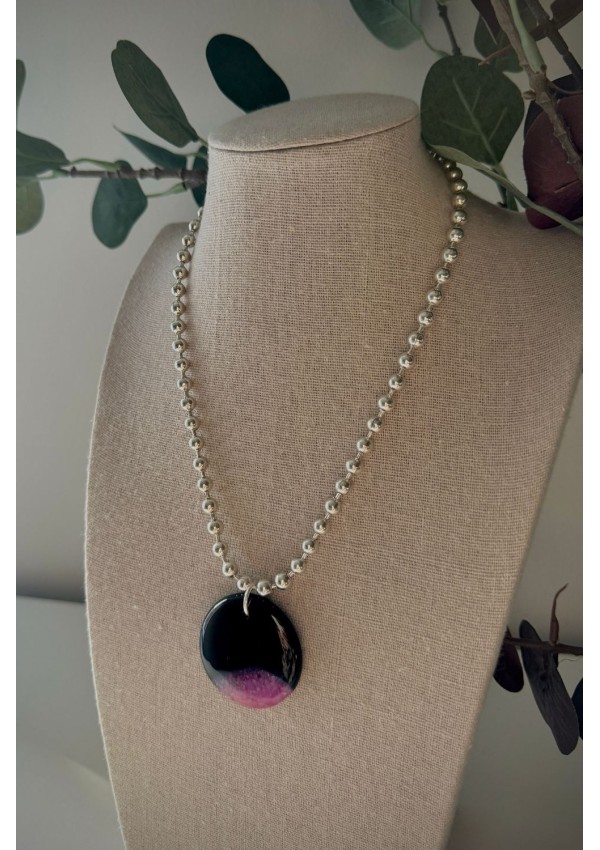 Collar Colección MILES ágata negra y rosa