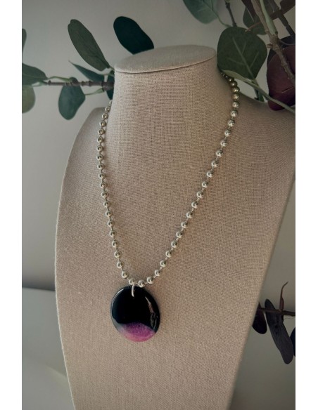 Collar Colección MILES ágata negra y rosa