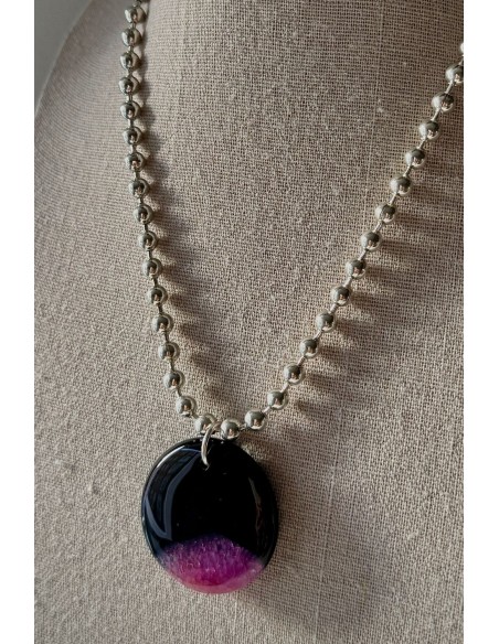Collar Colección MILES ágata negra y rosa
