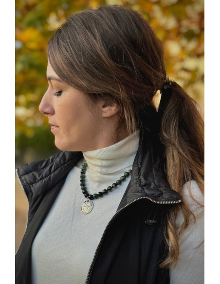 Collar Ágata verde y moneda