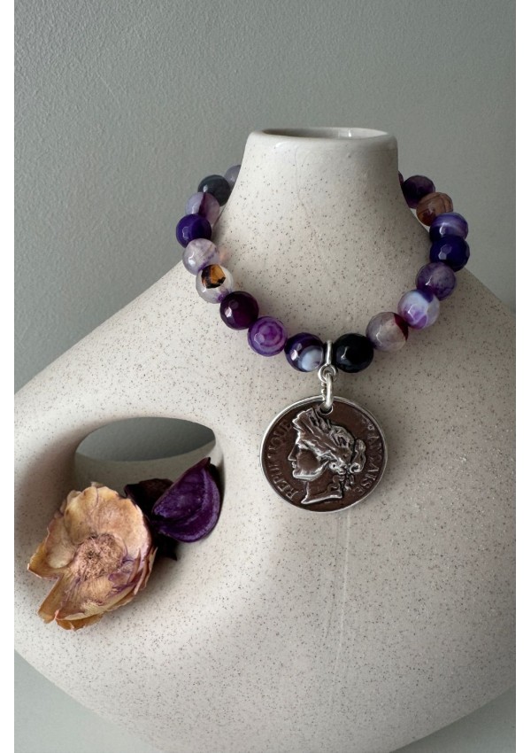 Pulsera Colección LIRA ágatas púrpura