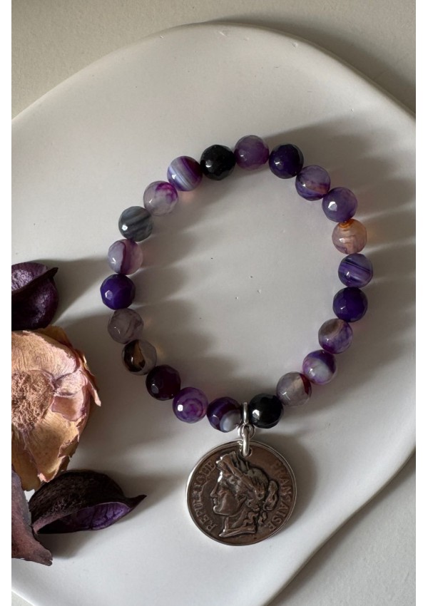 Pulsera Colección LIRA ágatas púrpura