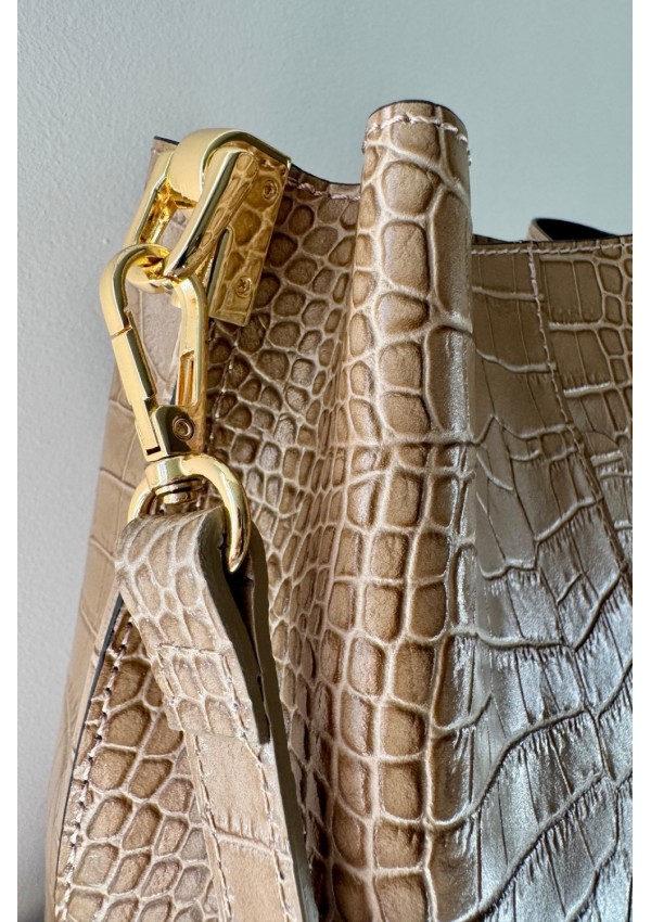 Bolso piel taupe pitón