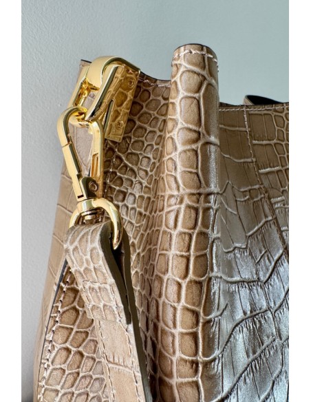Bolso piel taupe pitón